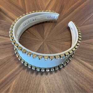 Lelet NY Gold and White Crystal Headband